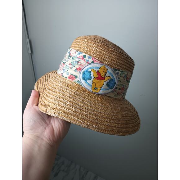 Vtg Pooh 90s Rolled‎ Brim Hat Straw Natural Fibers One Size Women\'s main image 6
